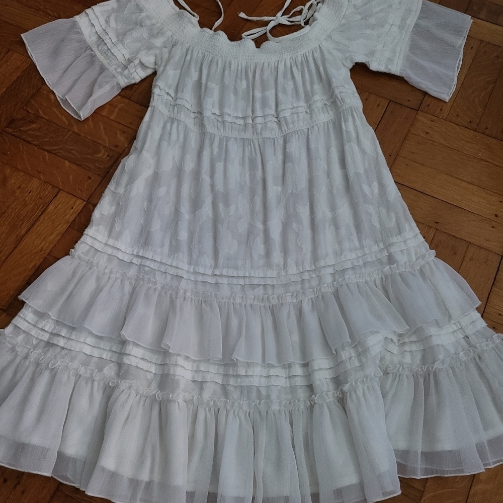FREE PEOPLE BOHO Gorgeous White Off SHOULDER DRESS hp π₯π₯π₯20x - Picture 8 of 12